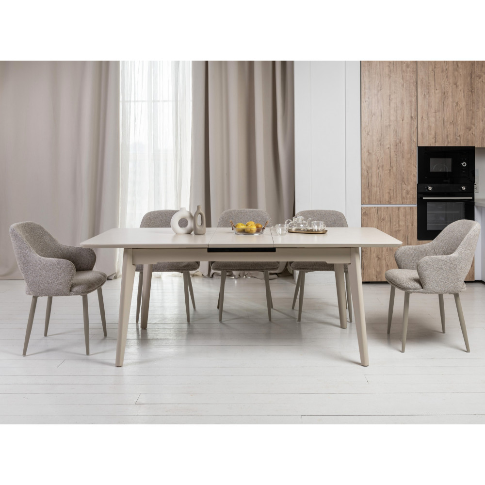 Обеденный керамический стол Vetro TM-125 Крема саббия/Капучино (VTR-1195)