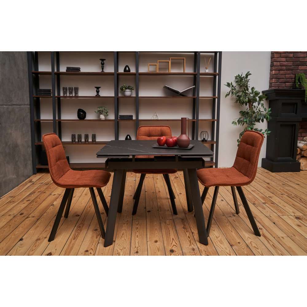 Обеденный керамический стол Vetro TM-80 Черный оникс/Черный (VTR-1205)