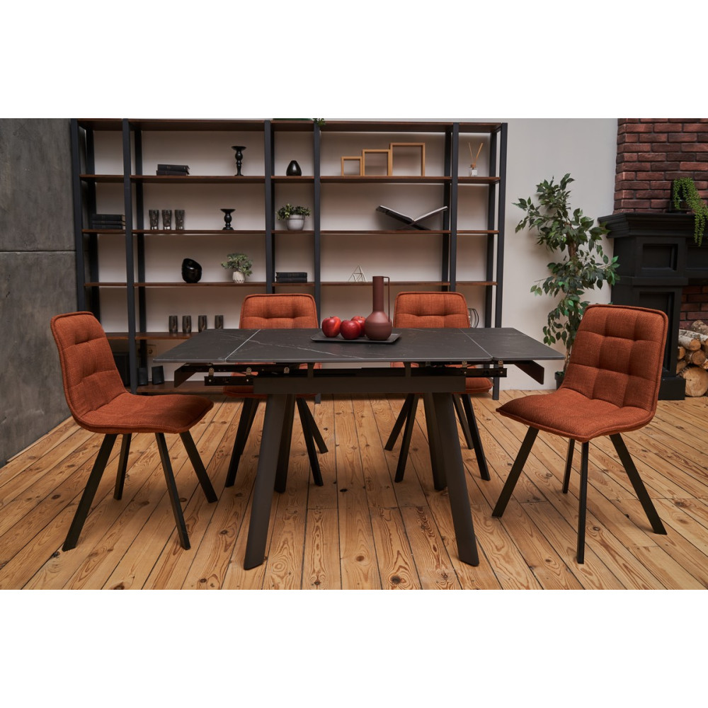 Обеденный керамический стол Vetro TM-80 Черный оникс/Черный (VTR-1205)