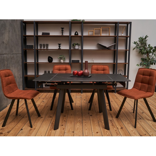 Обеденный керамический стол Vetro TM-80 Черный оникс/Черный (VTR-1205)