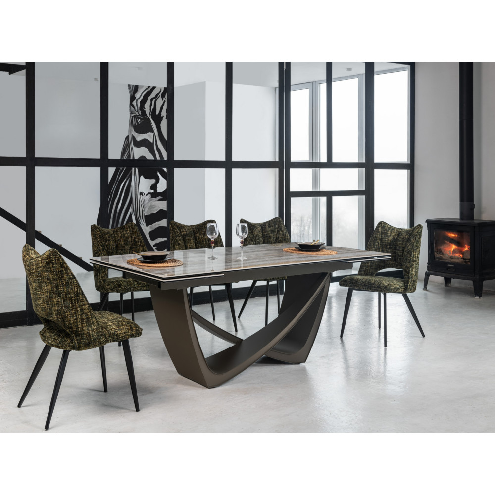 Обеденный керамический стол Vetro Беатриче TML-995 Тайгер травертин/Коричневый (VTR-1235)