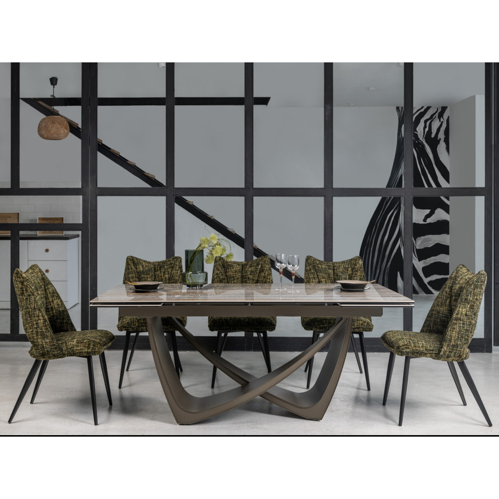 Обеденный керамический стол Vetro Беатриче TML-995 Тайгер травертин/Коричневый (VTR-1235)