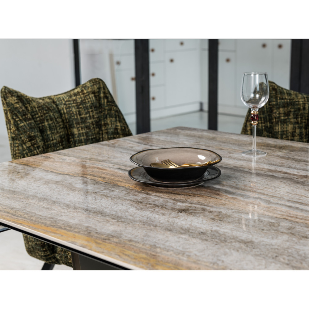 Обеденный керамический стол Vetro Беатриче TML-995 Тайгер травертин/Коричневый (VTR-1235)
