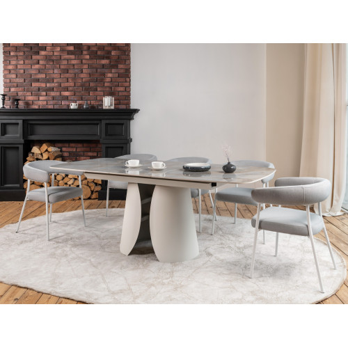 Обеденный керамический стол Vetro Лунарио TML-1321 Лафайет/Айвори (VTR-1245)
