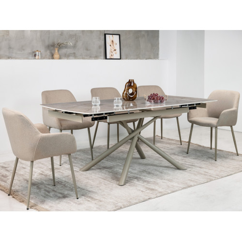 Обеденный керамический стол Vetro Пино TML-1200-1 Мистик грей/Капучино (VTR-1265)