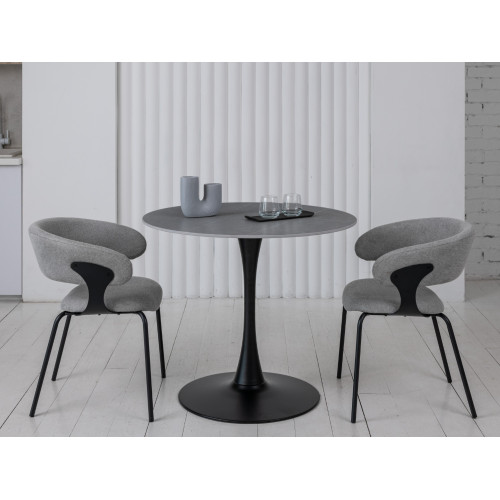 Стол круглый обеденный Vetro T-325 Айс грей/Черный (VTR-1285)