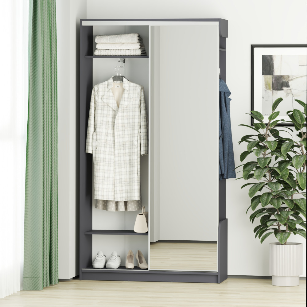 Прихожая с зеркалом MebelStar Линда 120x40x220 см Антрацит (MBS-4376)