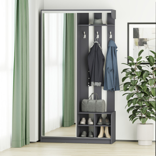 Передпокій з дзеркалом MebelStar Лінда 120x40x220 см Антрацит (MBS-4376)