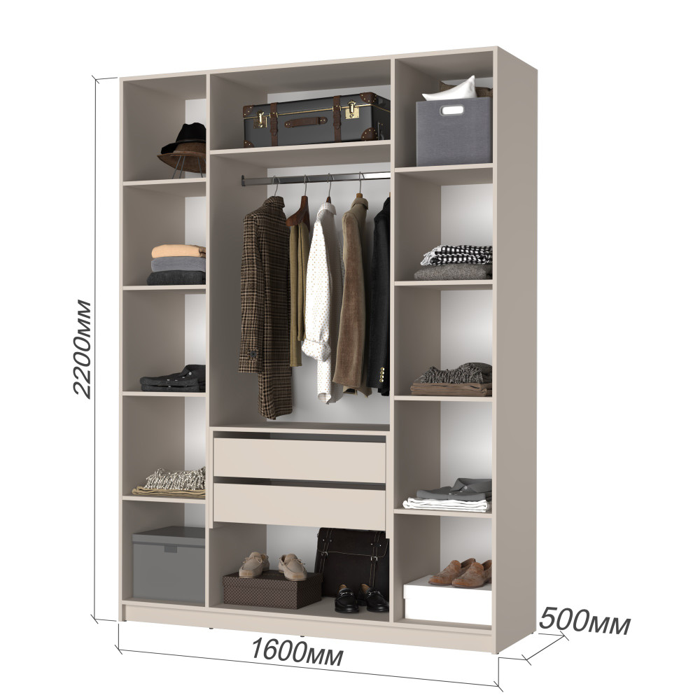 Шкаф 4-дверный MebelStar Оскар Gloss BL-B, блок ящиков 160x52x220 см Дуб ристрето/Латте (MBS-5286)