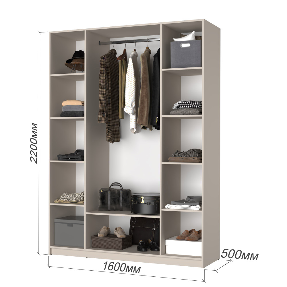 Шкаф 4-дверный MebelStar Оскар Gloss BL-B, стандарт 160x52x220 см Кашемир/Кашемир (MBS-5266)