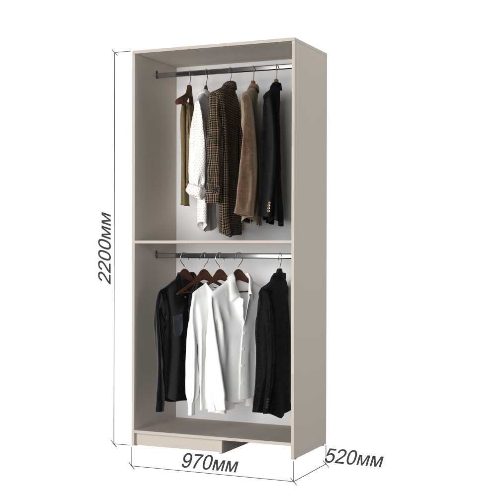 MebelStar Corner wardrobe with mezzanine Oscar chipboard BL-B, additional rod Cashmere, 97x52x260 cm (MBS-6998)