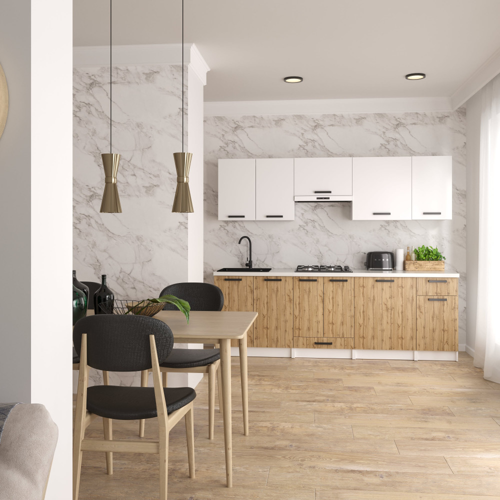 Кухня модульная MebelStar Nika 2,4 м Аляска белый/Дуб тахо (MBS-1471)