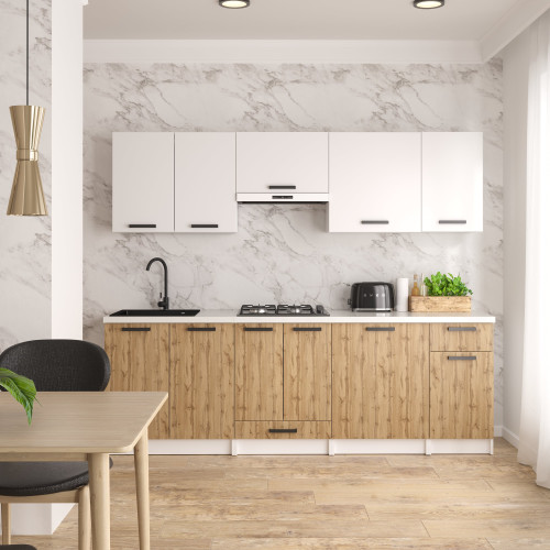 Кухня модульна MebelStar Nika 2,4 м Аляска білий/Дуб тахо (MBS-1471)