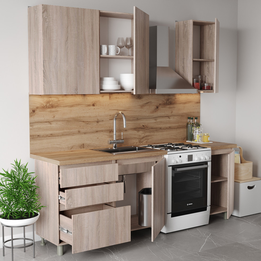 Кухня модульная MebelStar Эко 1,6 м Дуб сонома (MBS-1804)