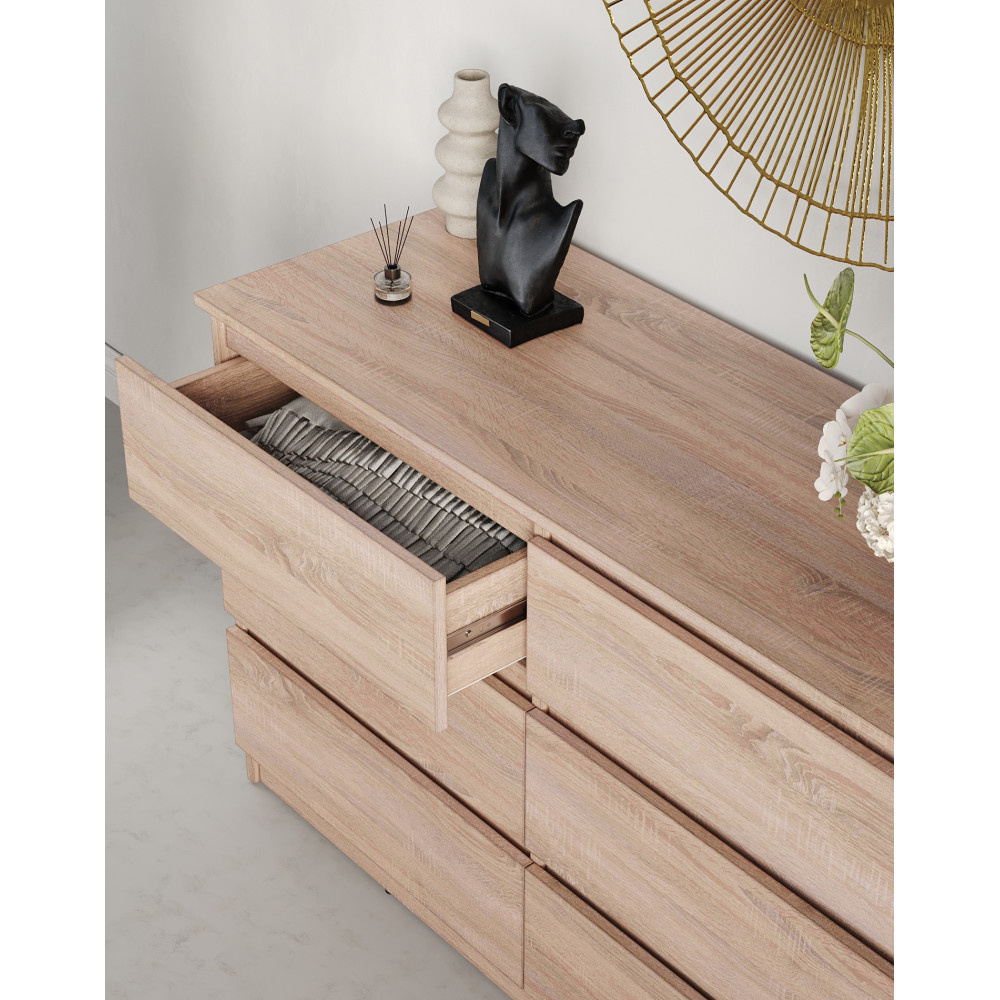 Комод для вещей MebelStar Нео 6Ш 120x43x75,5 см Дуб сонома (MBS-1084)