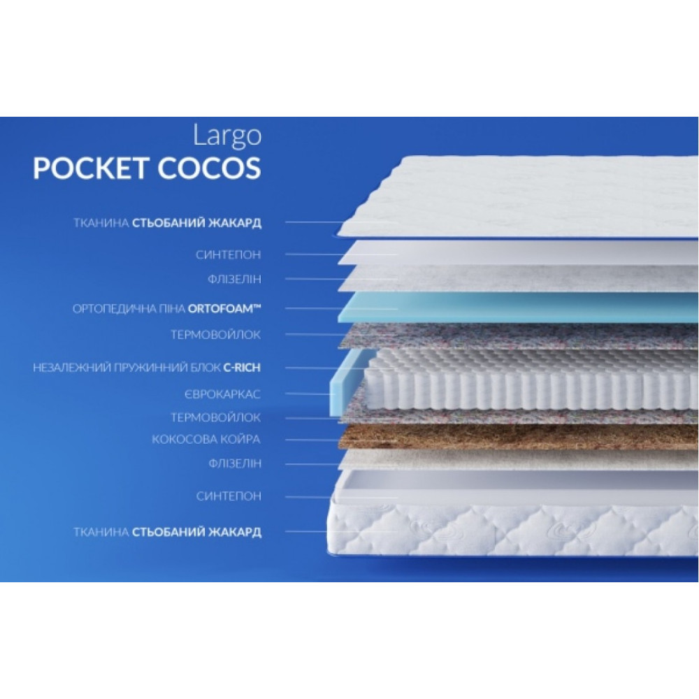 Highfoam Largo Pocket Cocos New Springless Mattress, 90x200 cm (HFM-1021)