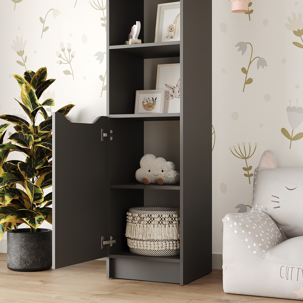 Пенал с открытыми полками 1Д Лилу 40x40x210 см Антрацит (MBS-1394)