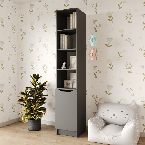 Пенал с открытыми полками 1Д Лилу 40x40x210 см Антрацит (MBS-1394)