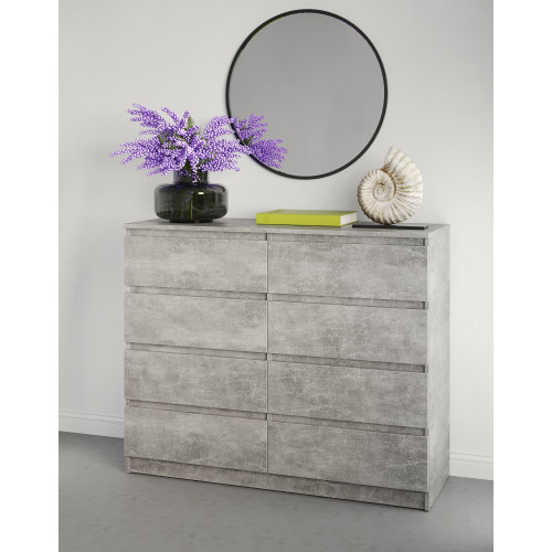 MebelStar Chest of Drawers Neo 8Sh Concrete, 120x43x98 cm (MBS-1094)