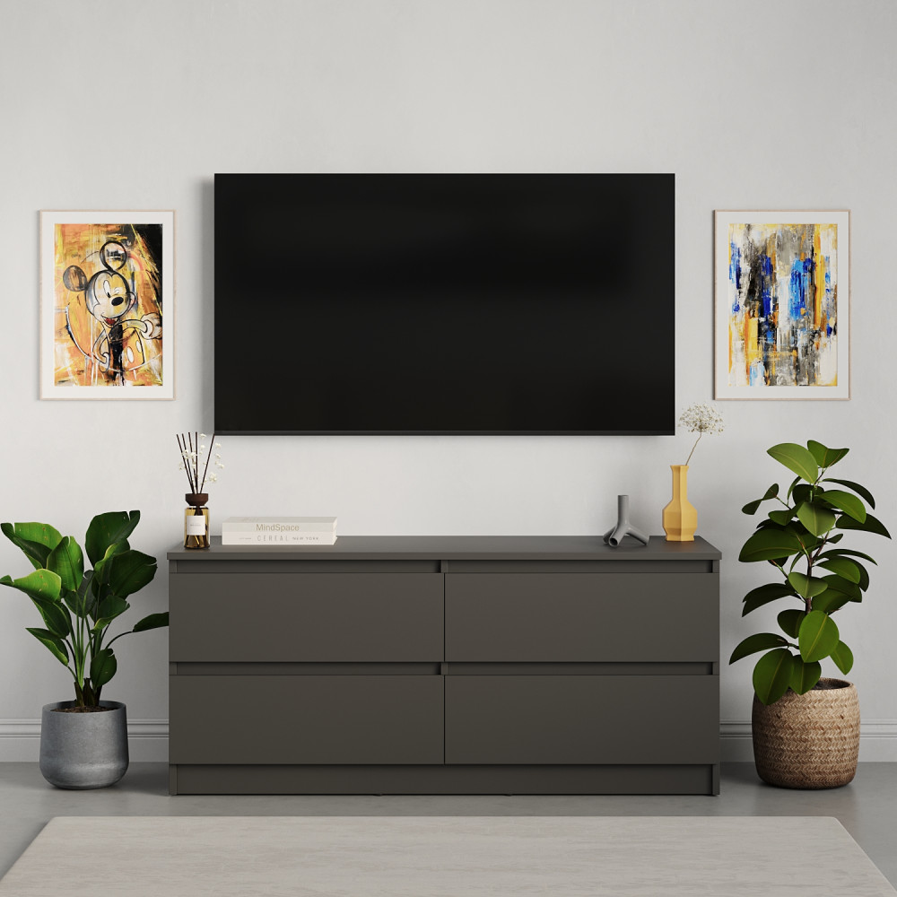 MebelStar TV stand Neo 4Sh Anthracite, 120x43x53 cm (MBS-1274)