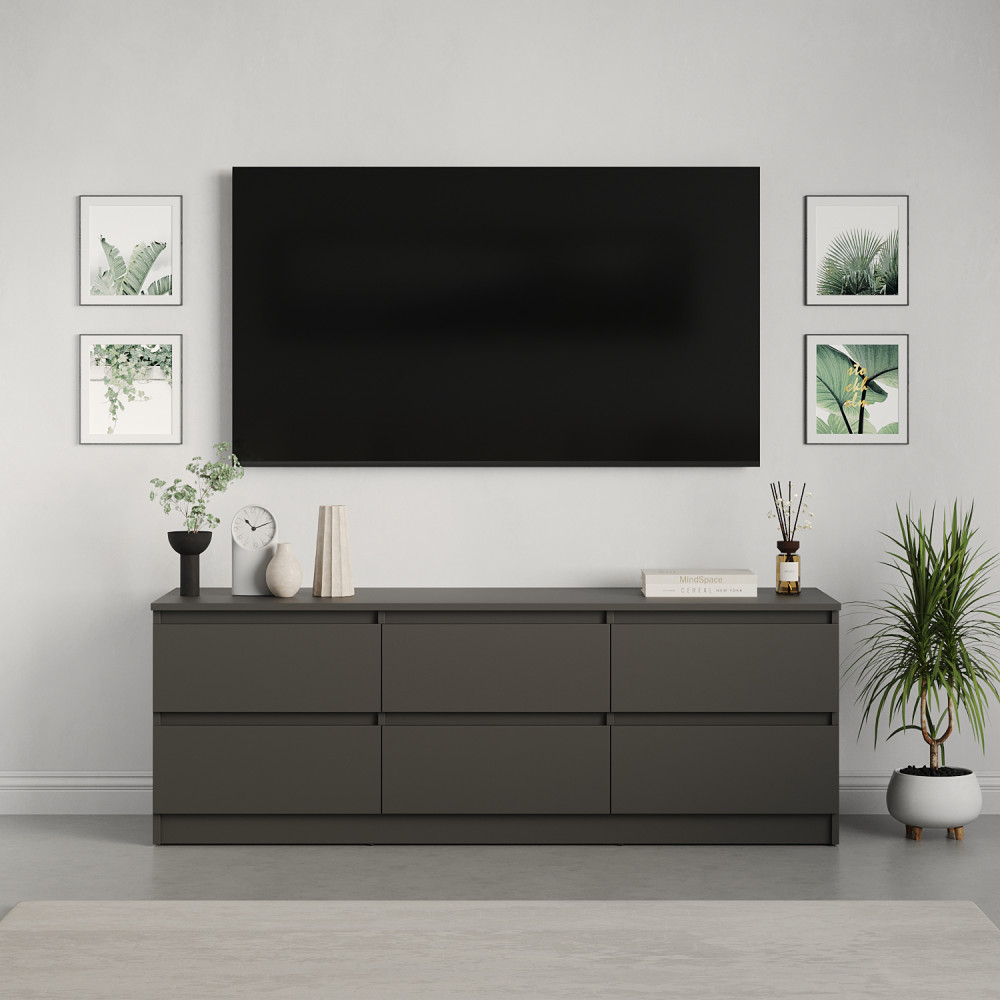 MebelStar TV stand Neo 6Sh Anthracite, 150x43x53 cm (MBS-1284)