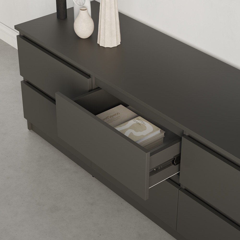 MebelStar TV stand Neo 6Sh Anthracite, 150x43x53 cm (MBS-1284)