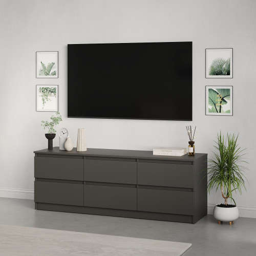 MebelStar TV stand Neo 6Sh Anthracite, 150x43x53 cm (MBS-1284)