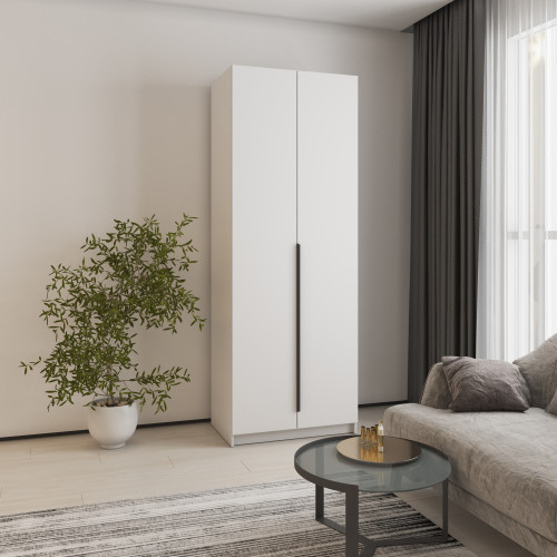 Шкаф 2-дверный MebelStar Оскар ДСП BL-B, стандарт 80x52x220 см Аляска белый (MBS-4432)