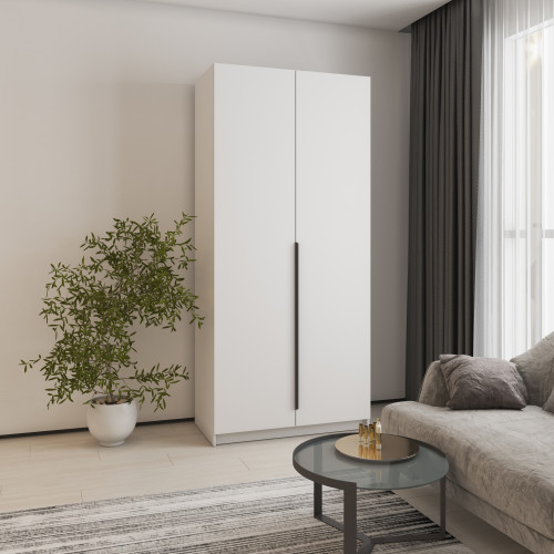 Шафа 2-дверна MebelStar Оскар ДСП BL-B, стандарт 100x52x220 см Аляска білий (MBS-4482)