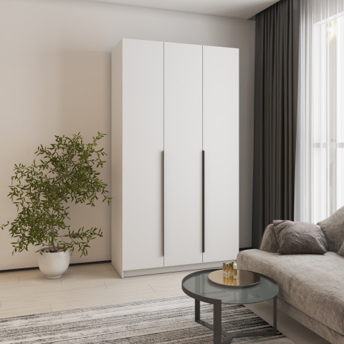 Шкаф 3-дверный MebelStar Оскар ДСП BL-B, 4 дополнительных полки 120x52x220 см Аляска белый (MBS-4582)