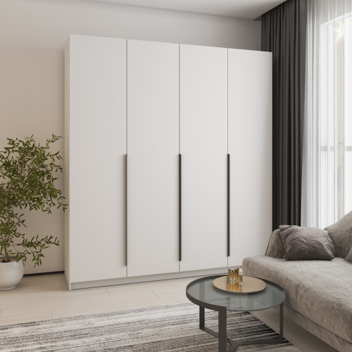 Шкаф 4-дверный MebelStar Оскар ДСП BL-B, стандарт 200x52x220 см Аляска белый (MBS-4712)