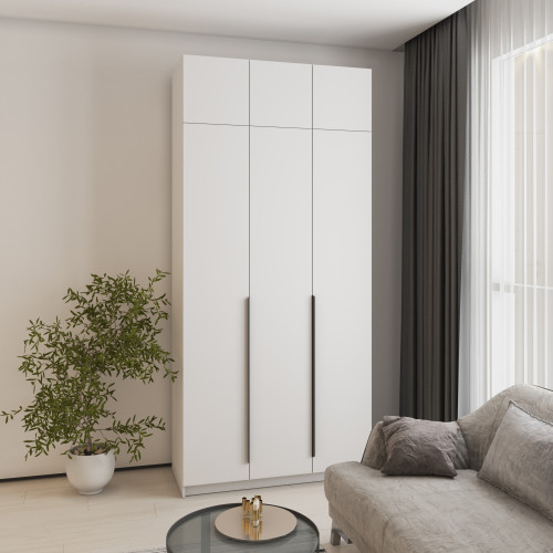 Шкаф 3-дверный с антресолью MebelStar Оскар ДСП BL-B, стандарт 120x52x260 см Аляска белый (MBS-4872)