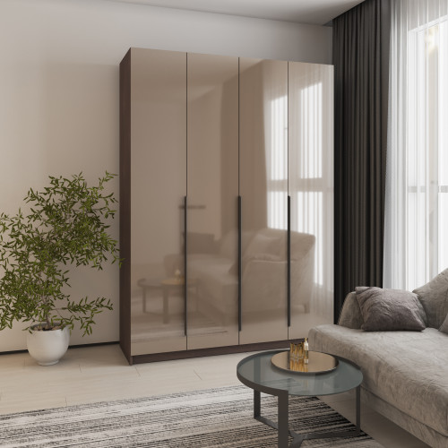 Шкаф 4-дверный MebelStar Оскар Gloss BL-B, блок ящиков 160x52x220 см Дуб ристрето/Латте (MBS-5286)