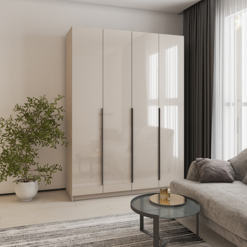 Шкаф 4-дверный MebelStar Оскар Gloss BL-B, стандарт 160x52x220 см Кашемир/Кашемир (MBS-5266)