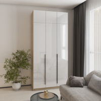 Шафа 3-дверна з антресоллю MebelStar Оскар Gloss BL-B, стандарт 120x52x260 см Дуб сонома/Білий (MBS-5422)