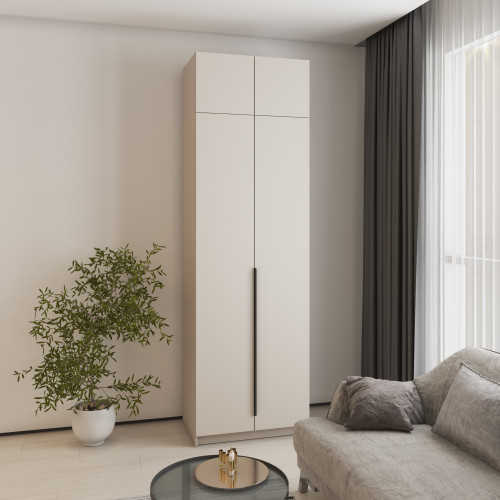 Шкаф 2-дверный с антресолью MebelStar Оскар МДФ Ultra Mat BL-B, стандарт 80x52x260 см Кашемир/Кашемир (MBS-5827)