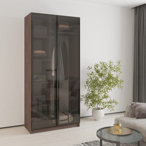 Шкаф 2-дверный MebelStar Оскар Витрина BL-B, стандарт 100x52x220 см Дуб ристрето (MBS-6688)