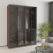MebelStar 4-door wardrobe Oscar Showcase BL-B, standard Ristreto oak, 160x52x220 cm (MBS-6718)