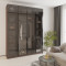 Шафа 4-дверна з антресоллю MebelStar Оскар Вітрина BL-B, стандарт 200x52x260 см Дуб рістрето (MBS-6788)