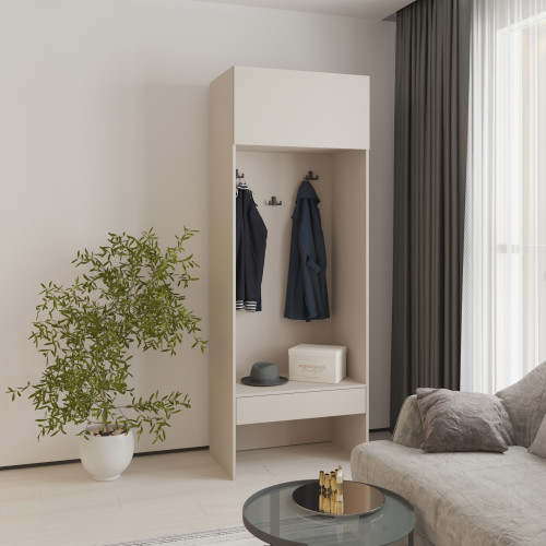 MebelStar Open cabinet with hooks Oscar chipboard Cashmere, 80x52x220 cm (MBS-6808)