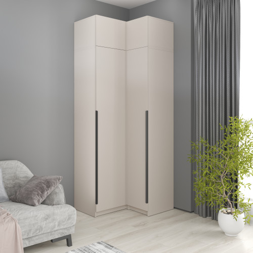 MebelStar Corner wardrobe with mezzanine Oscar chipboard BL-B, standard Cashmere, 97x52x260 cm (MBS-6988)