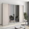 MebelStar Four-door wardrobe Standard AL 2DSP/2 Mirrors Cashmere, 240x60x210 cm (MBS-12277)