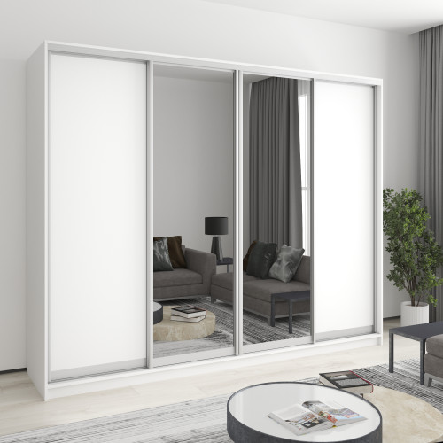 MebelStar Four-door wardrobe Standard AL 2DSP/2 Mirrors Alaska white, 260x45x210 cm (MBS-12267)
