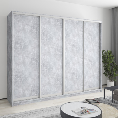MebelStar Four-door wardrobe Standard AL 4DSP Concrete, 260x45x210 cm (MBS-12187)