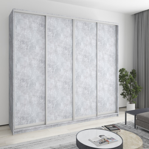 MebelStar Four-door wardrobe Combo AL 4DSP Concrete, 260x45x240 cm (MBS-13267)