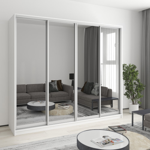 MebelStar Four-door wardrobe Standard AL 4 Mirrors Alaska white, 240x45x210 cm (MBS-12337)