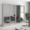 MebelStar Four-door wardrobe Combo AL 4 Mirrors Gray mouse, 240x45x210 cm (MBS-12577)