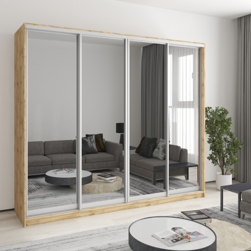 MebelStar Four-door wardrobe Standard AL 4 Mirrors Tahoe Oak, 240x45x210 cm (MBS-12377)