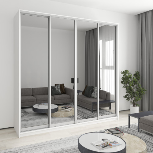 MebelStar Four-door wardrobe Combo AL 4 Mirrors Alaska white, 240x45x240 cm (MBS-13417)