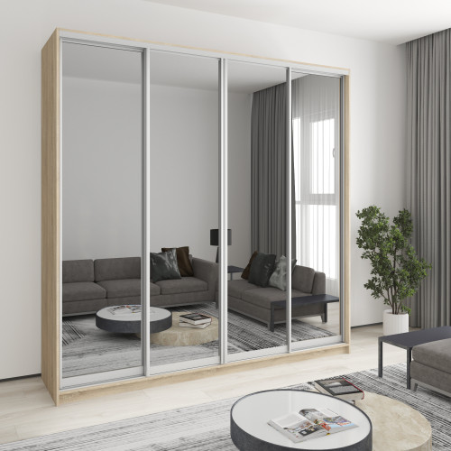 Шкаф-купе четырехдверный MebelStar Стандарт AL 4 Зеркала 240x60x240 см Дуб сонома (MBS-13237)